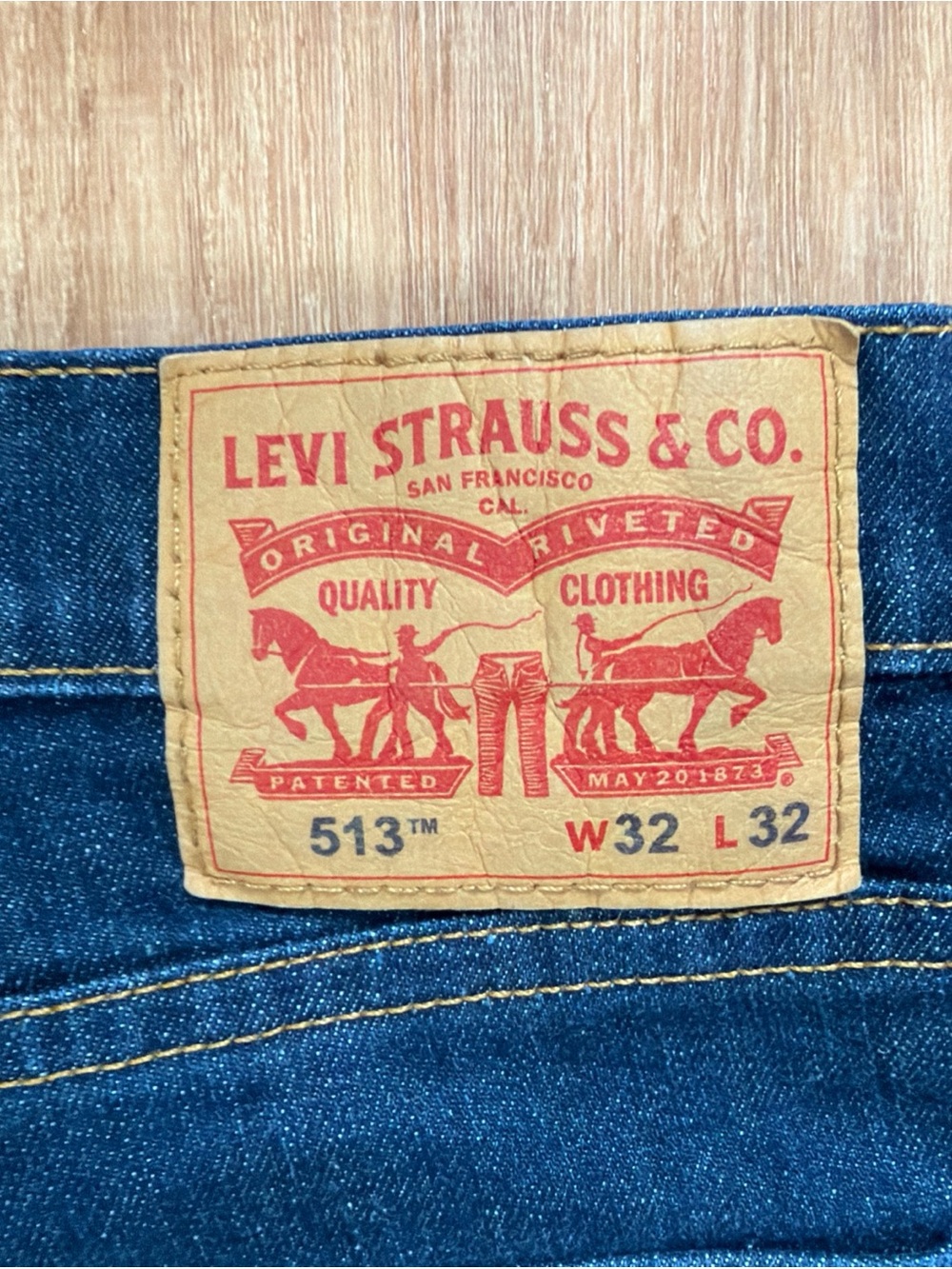 Levi's 513 Jeans Mens 32x32 Blue Straight Dark Was Denim Stretch Pants Casual - Picture 12 of 12